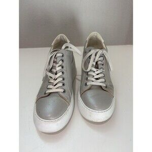 FLY London Women's Sz 37 US 6.5 Dile Wedge Sneaker Silver